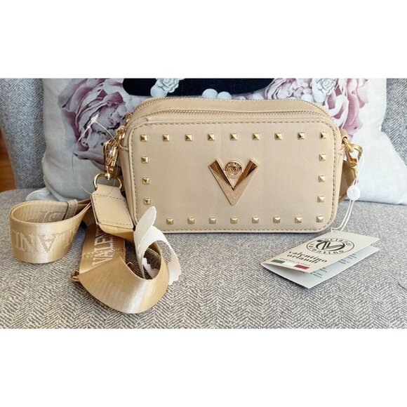 Valentino Orlandi Taupe Double Zipper Crossbody NWT - Picture 1 of 8